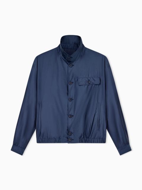 EMPORIO ARMANI BLOUSON JACKET IN SATIN EFFECT SILK WITH A HIGH COLLAR