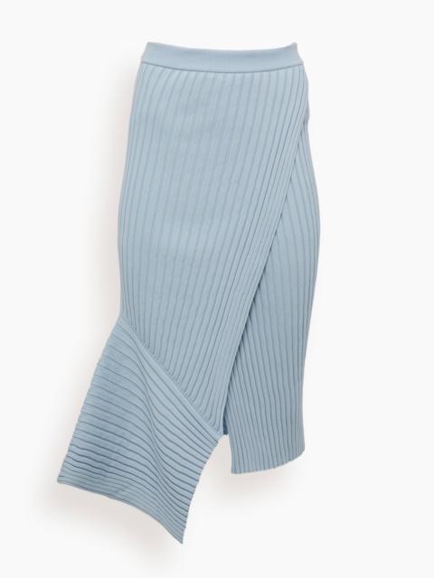 Stella McCartney Ribbed Knit Cotton Skirt in Sky Blue