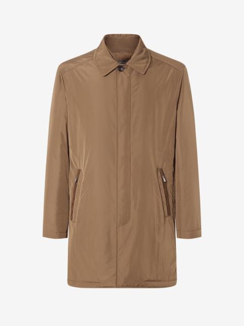 CORNELIANI Brown technical fabric trench coat with detachable vest