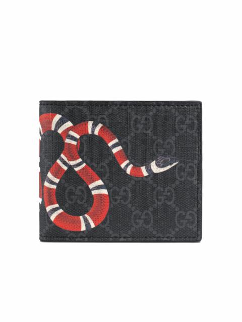 GUCCI Gucci Coin Wallet GG Supreme Kingsnake Print Black/Grey