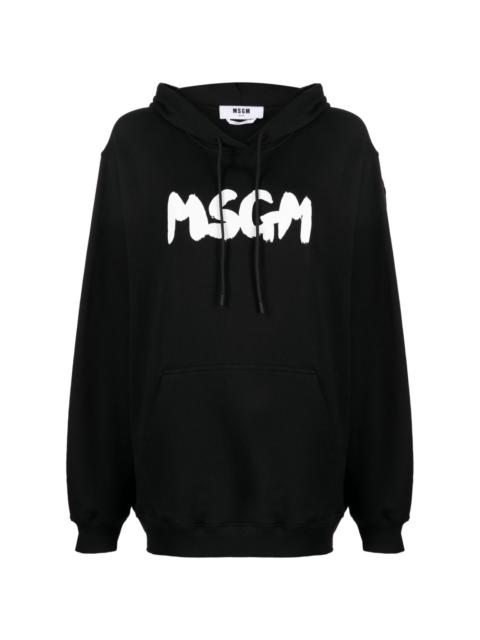 MSGM logo-print cotton hoodie