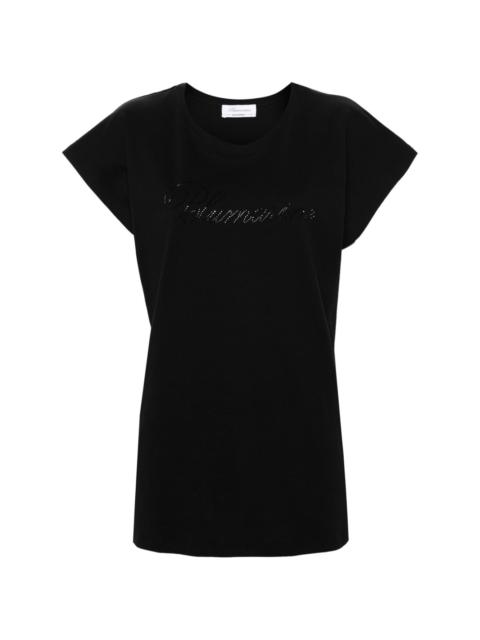 Blumarine rhinestone-logo cotton T-shirt