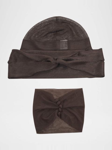 ヘアアクセサリー SAINT LAURENT BLACK VISCOSE HAT, HEADBAND AND CHOKER SET SAINT LAURENT Saint Laurent Women Black Viscose Hat