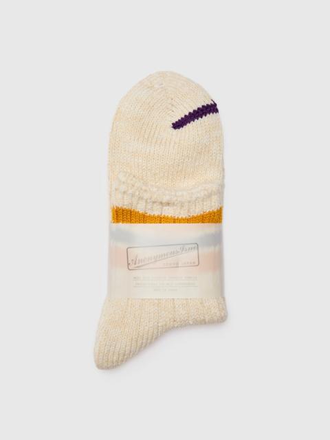 ANONYMOUSISM 3 Line Quarter Length Sock in Yellow/Purple