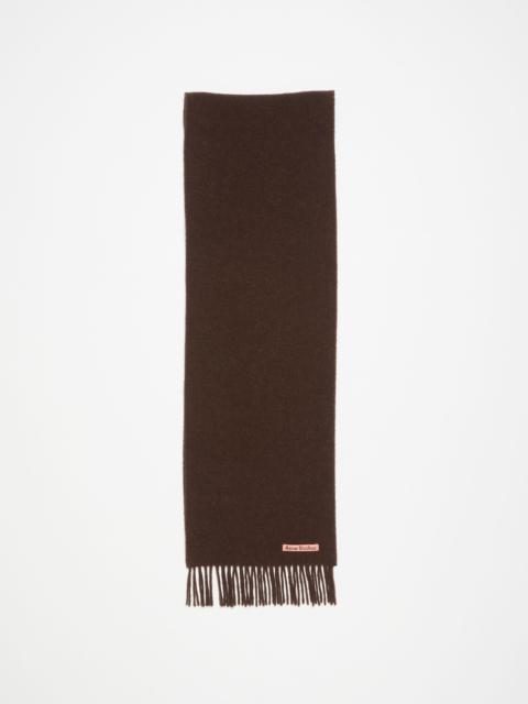 Fringe wool scarf - skinny - Brown melange