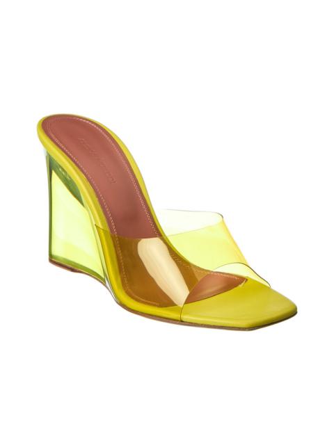 Amina Muaddi AMINA MUADDI Lupita Vinyl & Leather Wedge Sandal