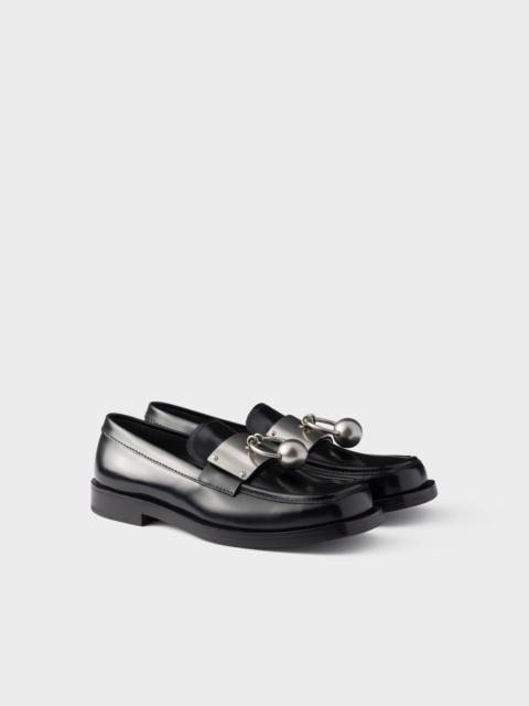 Prada Brushed leather loafers with metal ring
