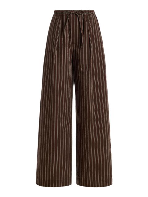 CLOSED Cotton Seersucker Wide-Leg Pants brown