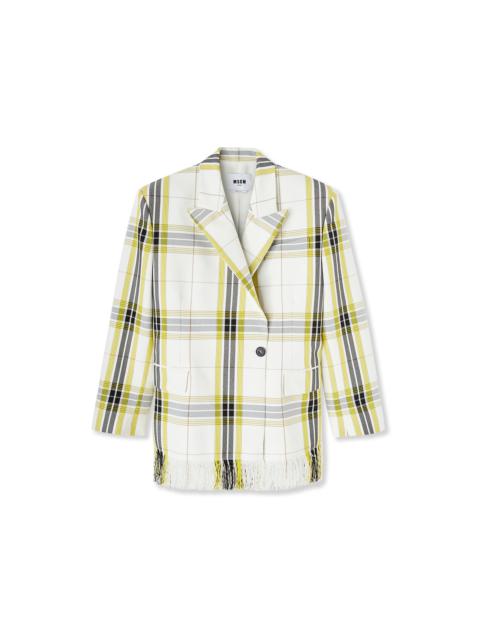 MSGM Asymmetrically buttoned jacket in tecno canvas check