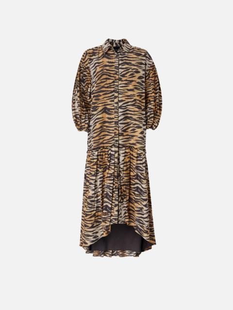 PINKO LONG DRESS WITH BUTTONS AND ANIMAL PRINT