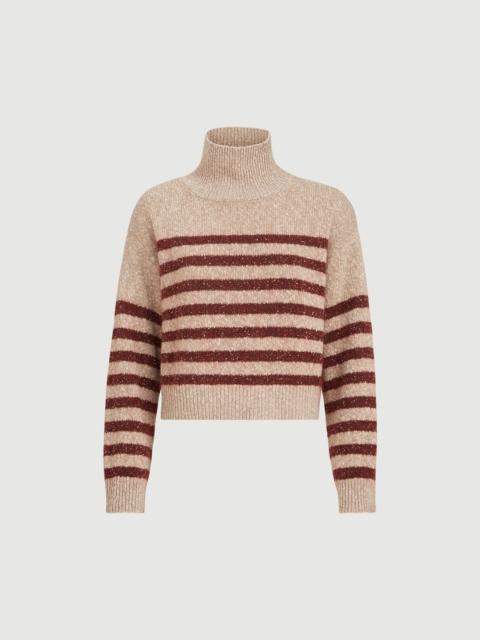 Brunello Cucinelli Soft virgin wool and cashmere turtleneck sweater with dazzling stripes