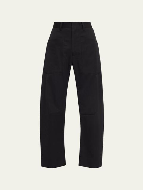 NILI LOTAN Shon Wool Barrel-Leg Ankle Pants