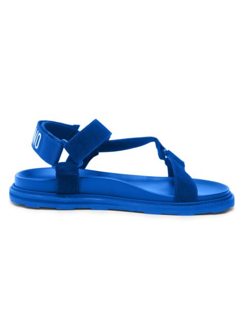 Moschino Men's Logo Leather Sandals - Blue