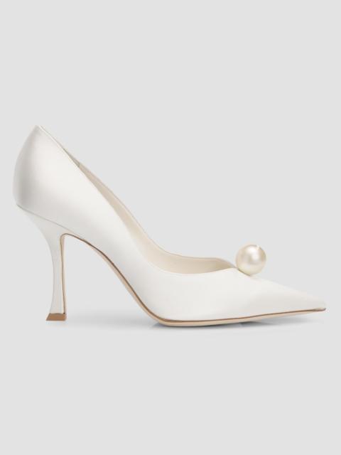 JIMMY CHOO Women's Ziri 90MM Imitation-Pearl Satin Pumps - Ivory