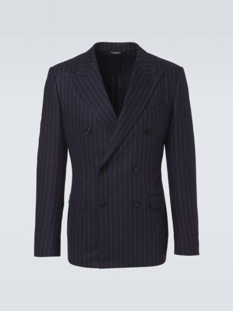 Pinstripe wool and cashmere suit jacket