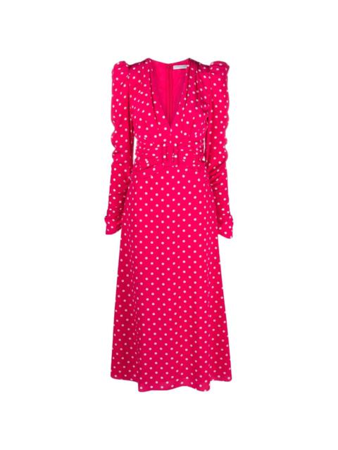 polka dot-print long-sleeve midi dress