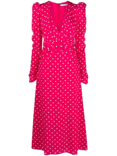 polka dot-print long-sleeve midi dress