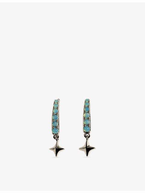 ASTRID & MIYU Cosmic Opal Hook Rhodium-Plated Sterling Silver Huggies