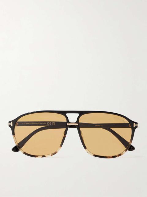 Aviator-Style Tortoiseshell Acetate Sunglasses