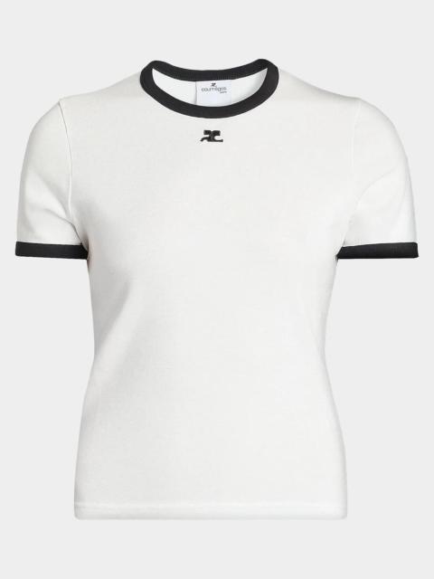 courrèges Contrast Trim Short-Sleeve T-Shirt