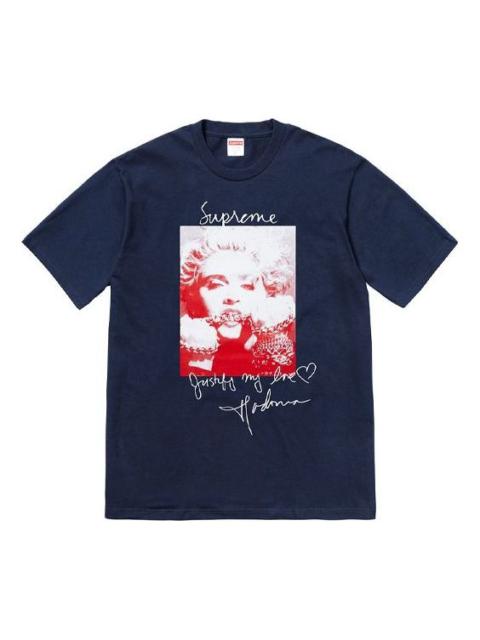 Supreme Supreme FW18 Madonna Tee Navy Printing Short Sleeve Unisex Navy Blue SUP-FW18-005