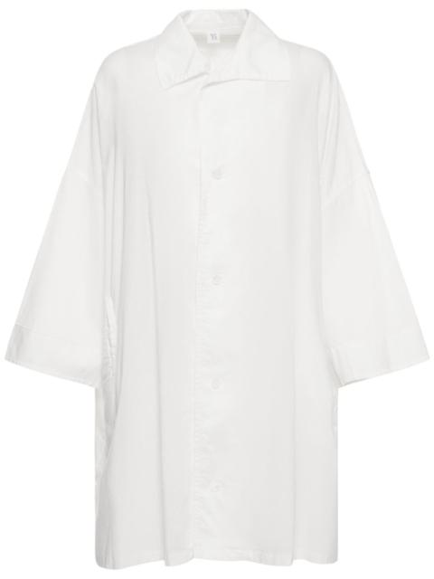 Oversize cotton twill long shirt