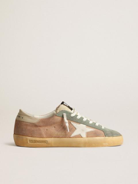 Golden Goose Super-Star in brown and green suede with white nappa leather star