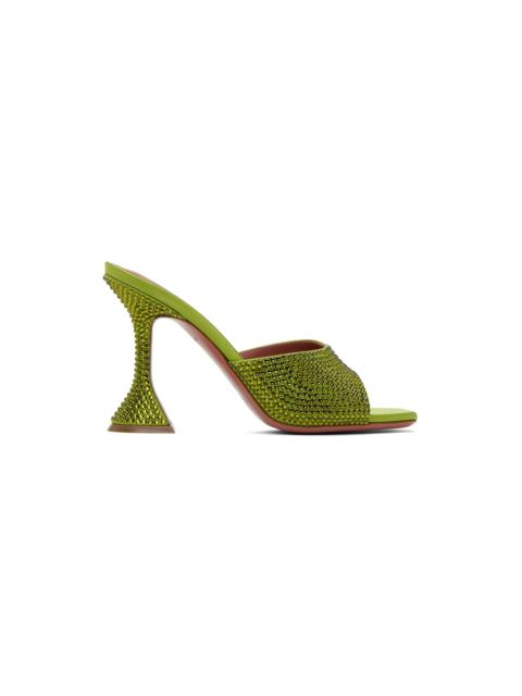 Amina Muaddi Green Lupita Crystal Heeled Sandals