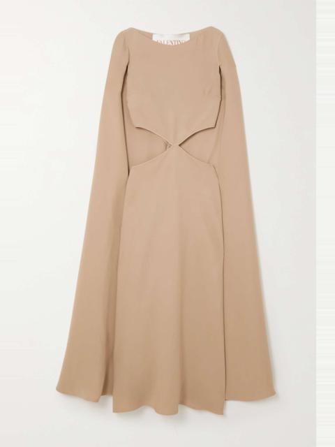 Valentino Cape-effect cutout silk midi dress
