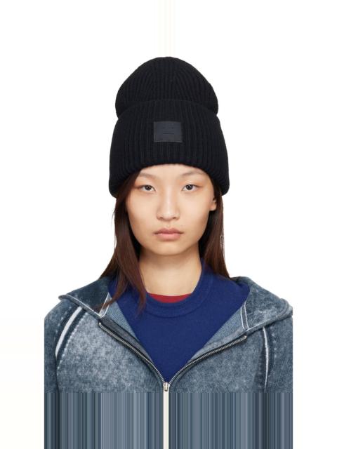 Acne Studios Black Large Face Logo Beanie