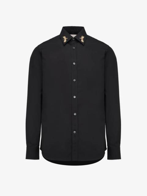 Alexander McQueen Men's Dragonfly Embroidery Shirt in Black