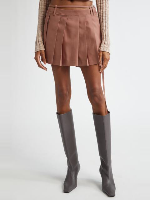 Acne Studios Ipleat Belted Pleated Miniskirt in Metallic Brown at Nordstrom