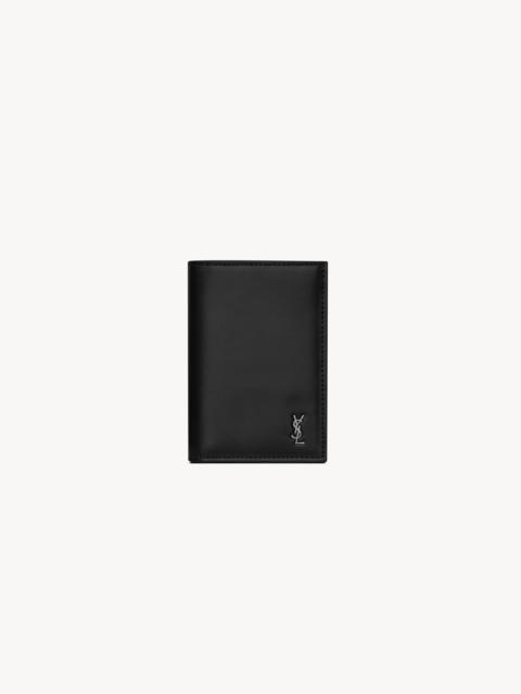 SAINT LAURENT TINY CASSANDRE CREDIT CARD WALLET IN MATTE LEATHER