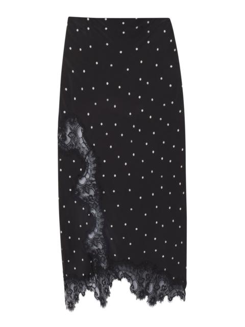 A.L.C. Olivia Polka Dot Crepe and Lace Midi Skirt