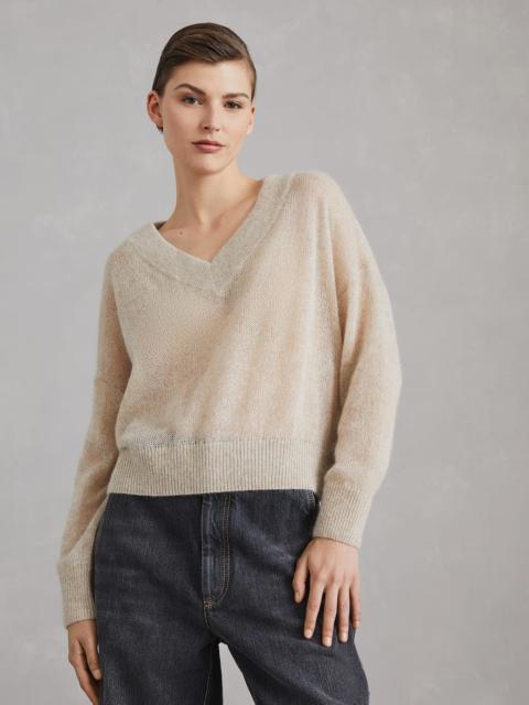 Sparkling mohair and wool sweater with monili