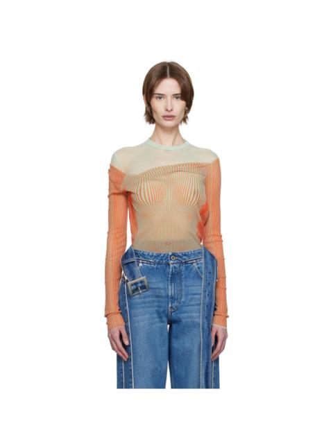 Jean Paul Gaultier Green & Orange 'The Draped Body Morphing' Bodysuit