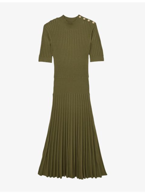 REISS Harriet Short-Sleeved Knitted Midi Dress