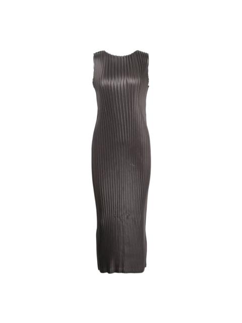 ISSEY MIYAKE Glossed Metal Pleats Pleated Dress