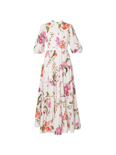 floral-print tiered seersucker dress