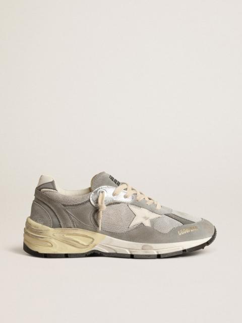 Golden Goose Dad-Star in suede and silver mesh with white leather star and heel tab