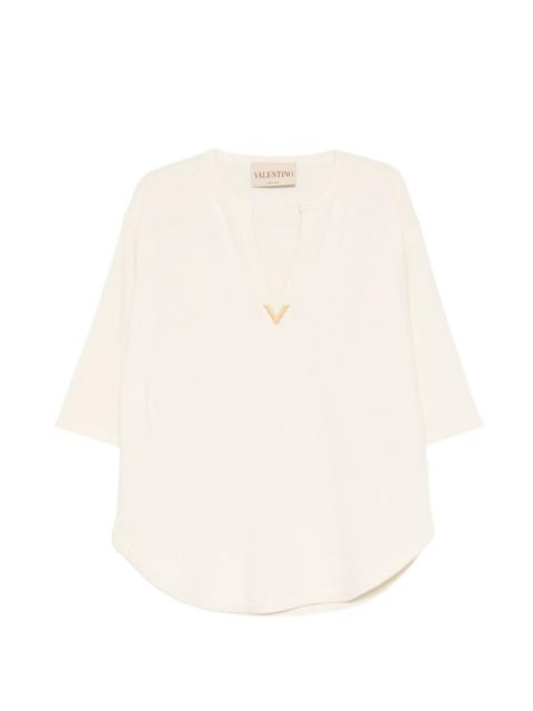 Valentino logo-appliqué knitted blouse