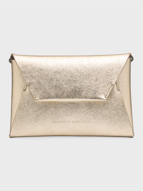 Envelope Flap Metallic Leather Clutch Bag