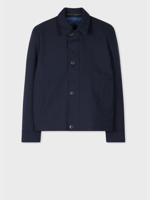 Paul Smith Dark Navy Two-Ply Hopsack Wool Wadded Harrington Jacket