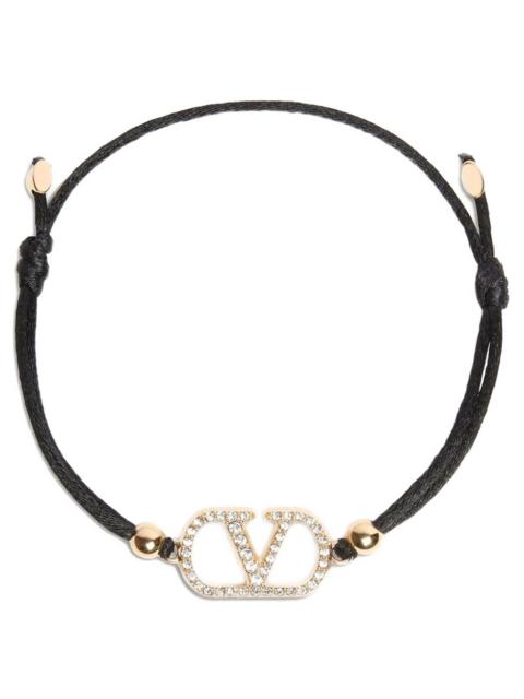 Valentino VLOGO SIGNATURE BRACELET VALENTINO IN COTTON AND SWAROVSKI® CRYSTALS