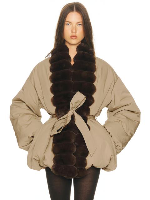 HELSA Bubble Puffer With Faux Fur