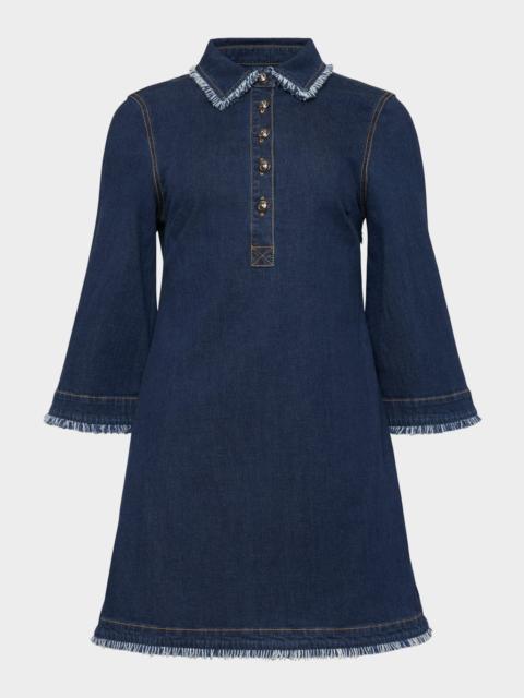 Cinq à Sept Denim Fringe-Trim Mini Dress