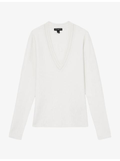 REISS Reiss Atelier Evangeline V-Neck Silk-Blend Top