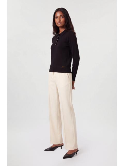 KAREN MILLEN Forever Viscose Blend Knitted Collared Long Sleeve Polo Top