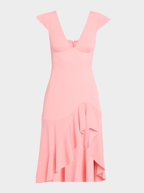 Stella McCartney V-Neck Cap-Sleeve Ruffled Dress