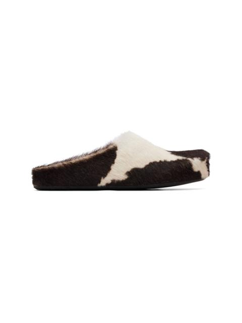 White & Brown Fussbett Sabot Slip-on Loafers